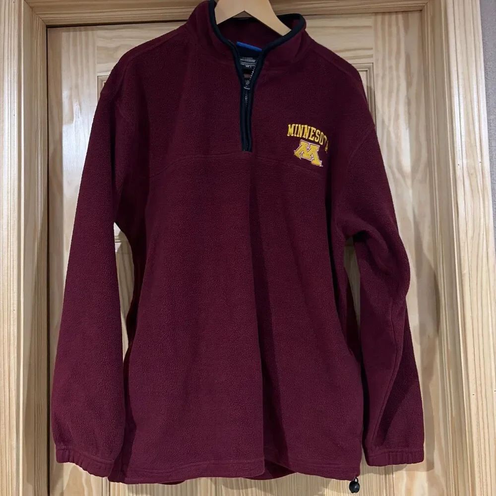 Minnesota Gophers UofM Sweatshirt 1/4 Zip Champion Zip Pocket Mens L Embroidered